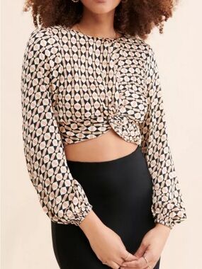 NWT MINKPINK Cece Twist Blouse Geometric Size XS